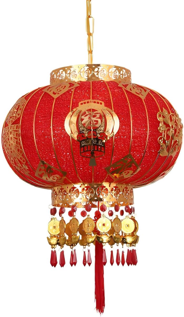 Chinese Lantaarns - Hangende Decoratie - Feestelijke Sfeer - Breekbestendig Materiaal - 30 cm - Rood