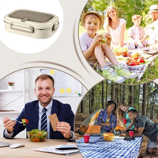 Isolerende Lunchbox - Warmhoud Bak - Maaltijd Meenemen - Roestvrij Staal - 24 x 17 x 8 cm - Zwart — afbeelding 5