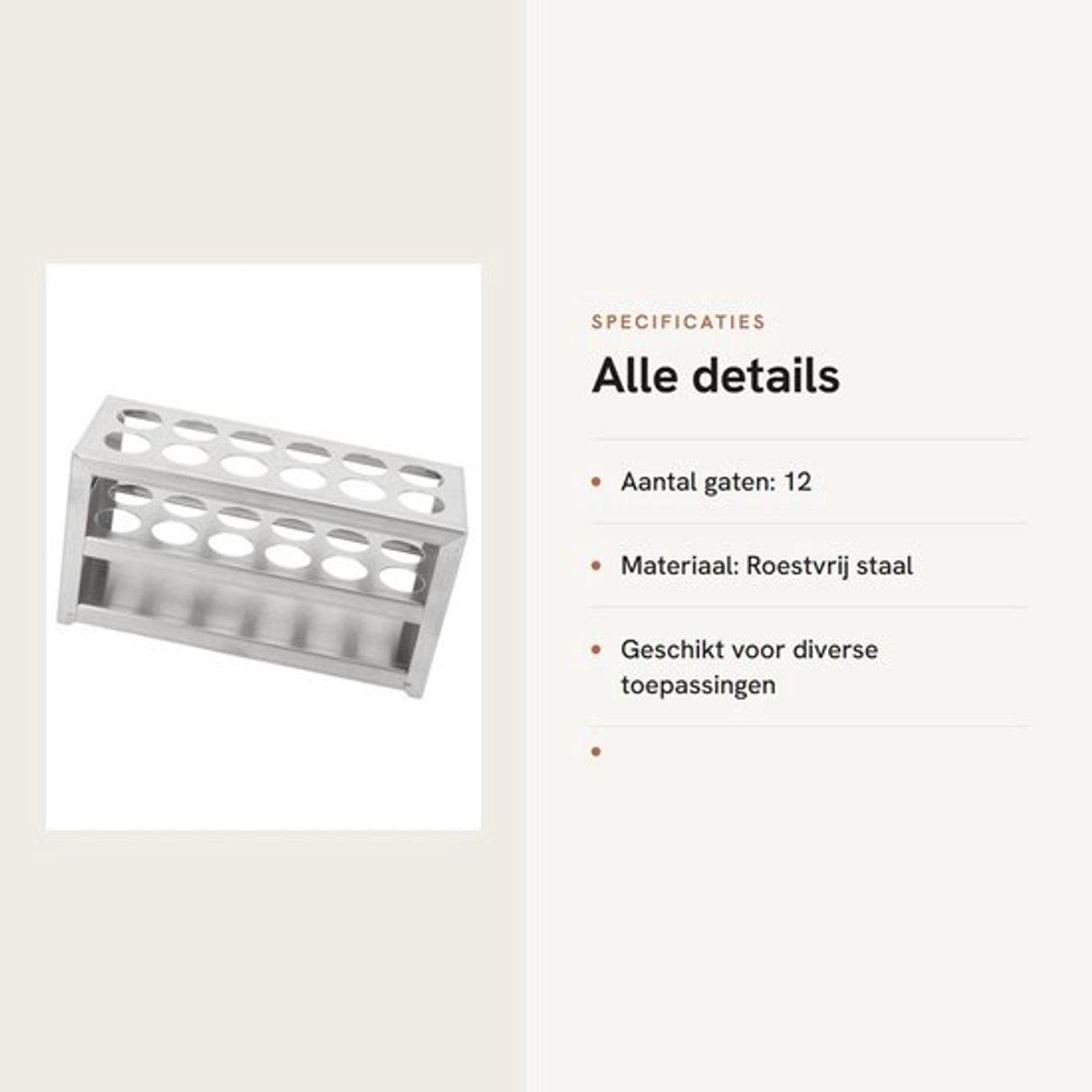 Roestvrij Staal - Dailygoods- Reageerbuisstandaard 12 Gaten