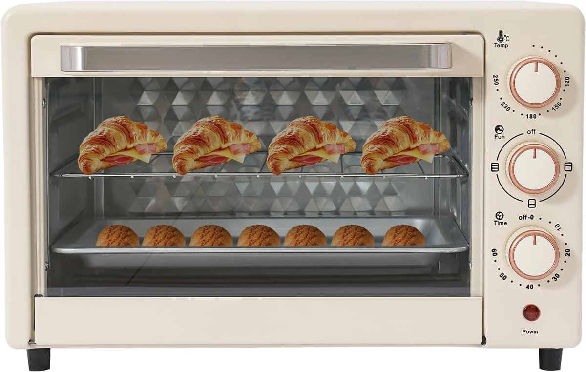 Elektrische Mini Oven Compacte Bakoven Desserts Bereiden Met Heteluchtfunctie 22 Liter Wit