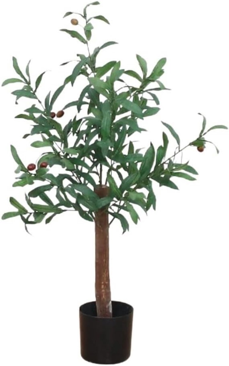 Kunstboom Olijfboom - Nep Plant - Woon Decoratie - Realistisch Gebladerte - 80 cm - Groen