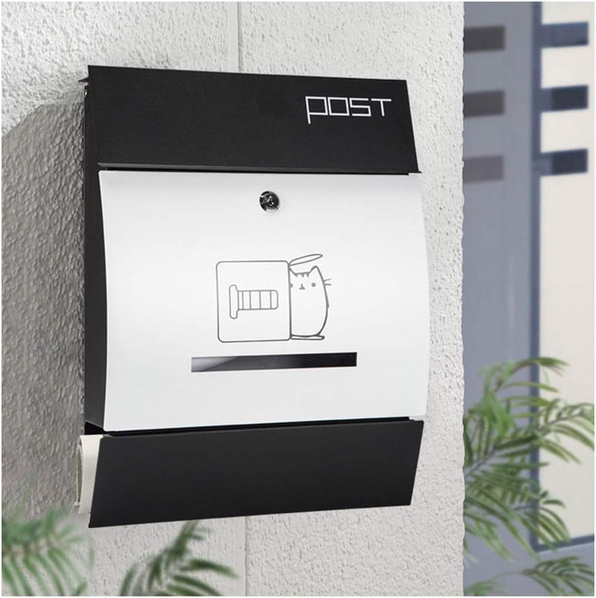 Brievenbus - Postbus met houder - Post ontvangen - Afsluitbaar en waterdicht - 43x35 cm - Zwart