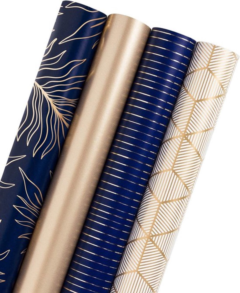 Shopcentral - Cadeaupapier - Verpakking - Goud/Navy - Feestelijk - Voor