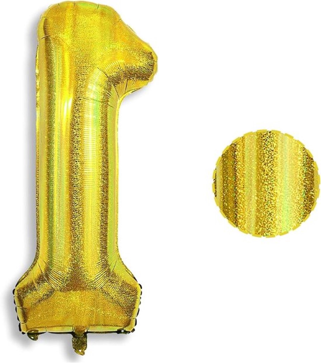 Gouden Cijferballon voor 1e Verjaardag met Happy - Allecto Plus