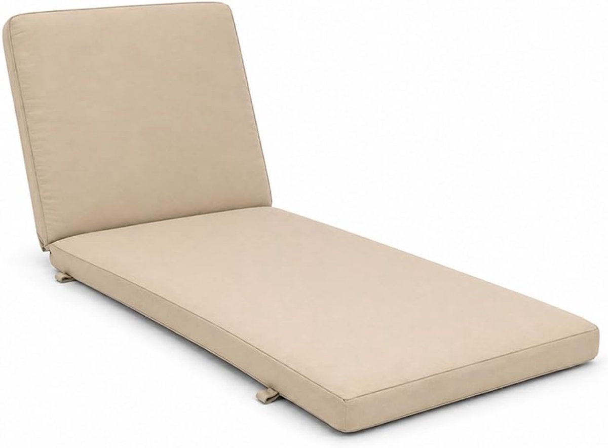 Lounger Kussen - Zonnebank Kussen - Buiten Ontspannen - Verstelbare Rugleuning - 192 x 61 cm - Beige