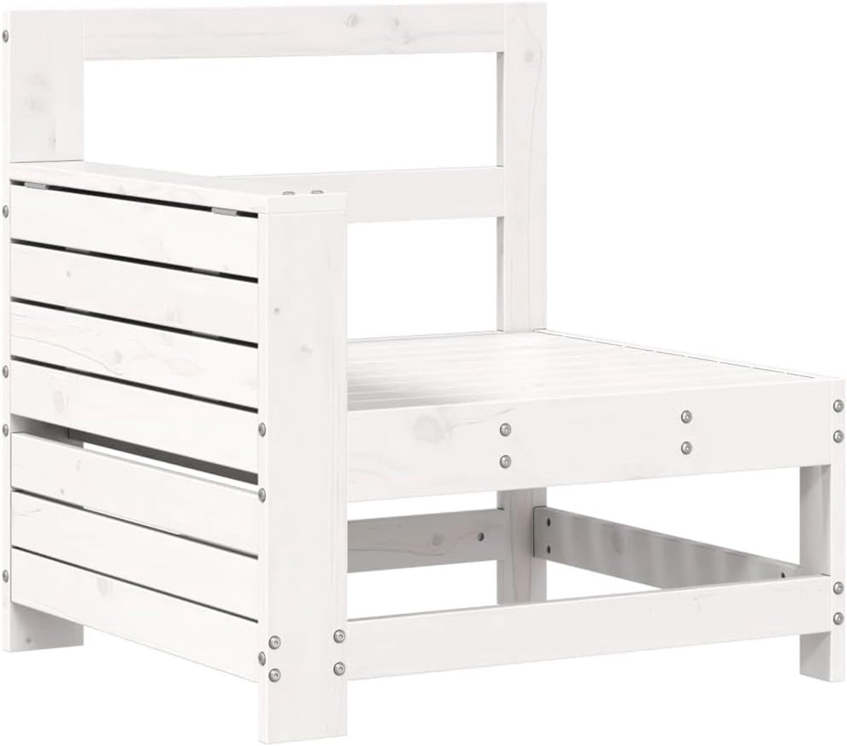 Houten Voetenbank - Buiten Ottomaan - Terras Ontspanning - Met Opbergruimte - 69 x 62 x 70.5 cm - Wit