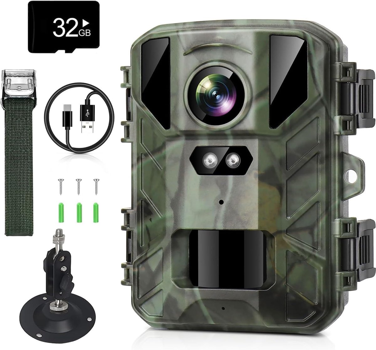 Mini wildcamera - Nachtzicht camera - Natuurfotografie - Snelle trigger 02s - 4K 50MP - Groen