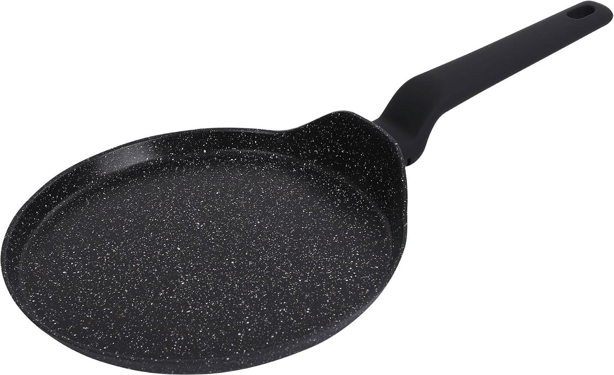 Pannenkoekenpan - Koekenpan - Lekkere Pannenkoeken Bakken - Krasbestendige Marmercoating - 24 cm - Zwart