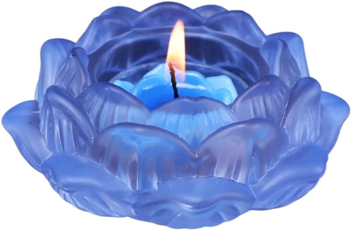 Theelichthouder Set - Glazen Houder - Sfeer Creëren - Set van Drie - 600 Gram - Blauw