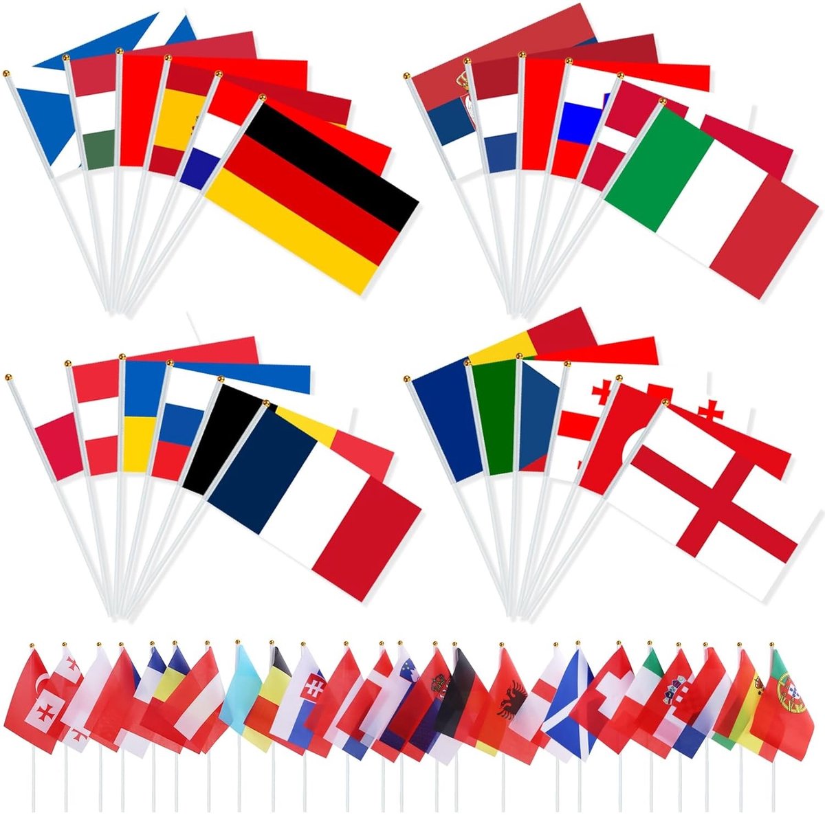 Kleine Vlaggen - Polyester - 24 Stuks voor Euro Voetbal 2024 - Waterdicht - Voor Feestdecoratie