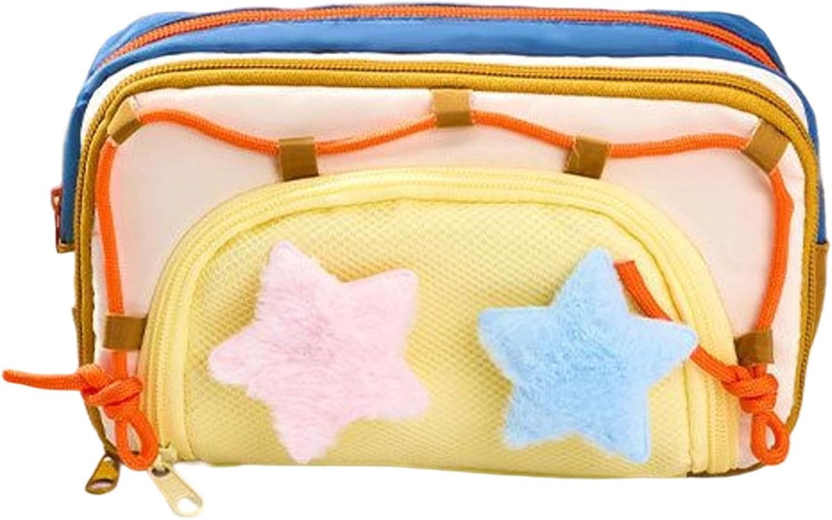 Potlodenetui Tasje - Pennendoos Organizer - Schoolspullen Opbergen - Uitbreidbare Opslag - 21 x 11 cm - Blauw