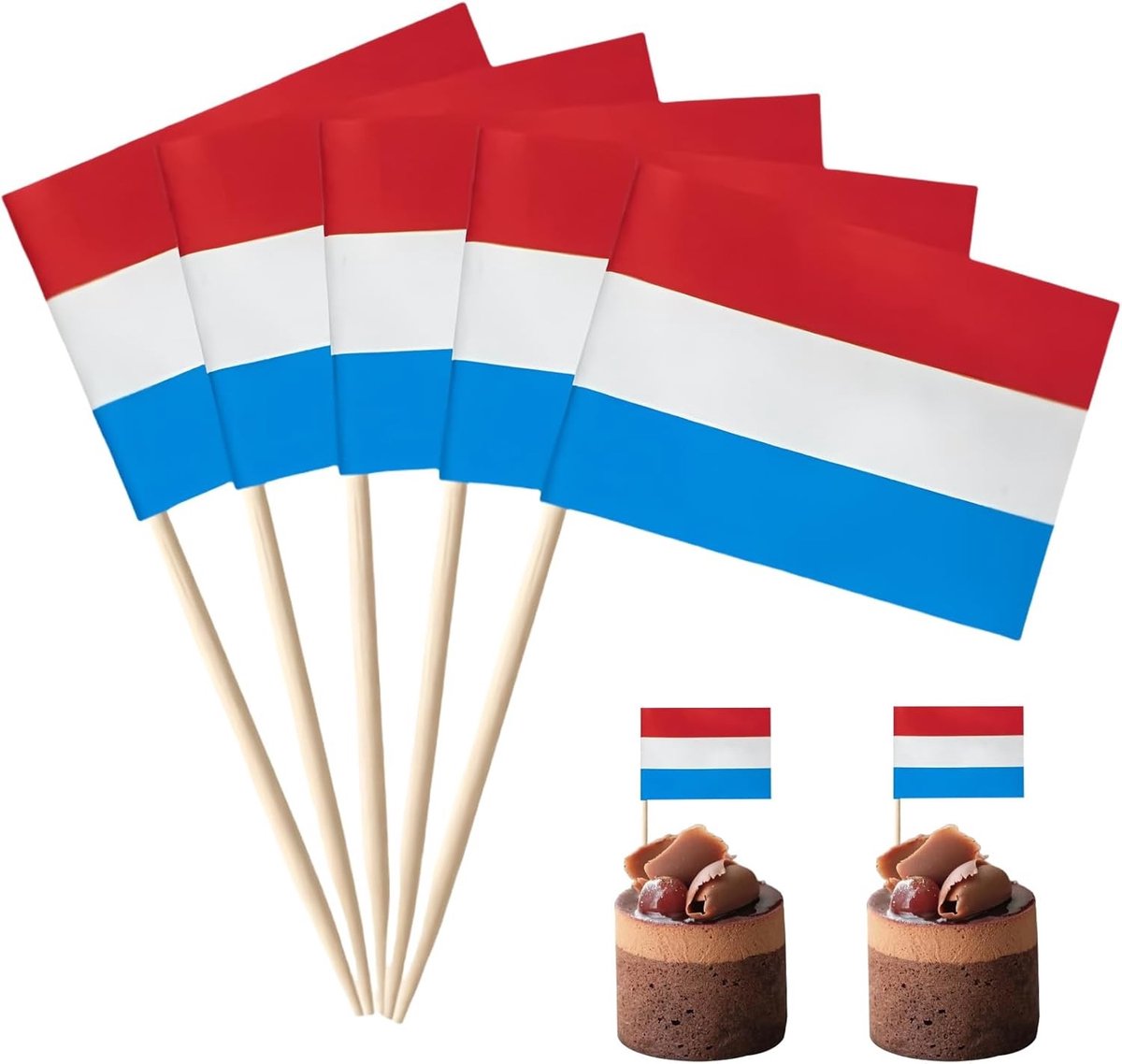 Mini Tandenstokers - Houten - Nationale Vlaggen - Duurzaam en Stevig - Voor Feestdecoratie