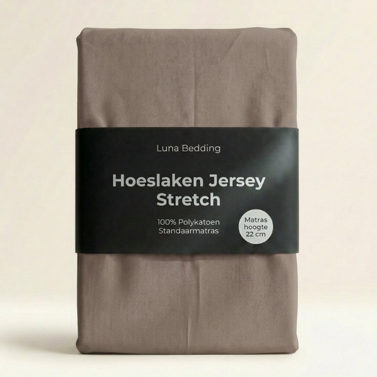 Dekbed-Discounter - Luna Bedding Hoeslaken 80/90 x 200 cm - Jersey - Geschikt voor matrassen tot 22 cm hoog - Wasbaar op 40 graden - Strijkvrij - Taupe