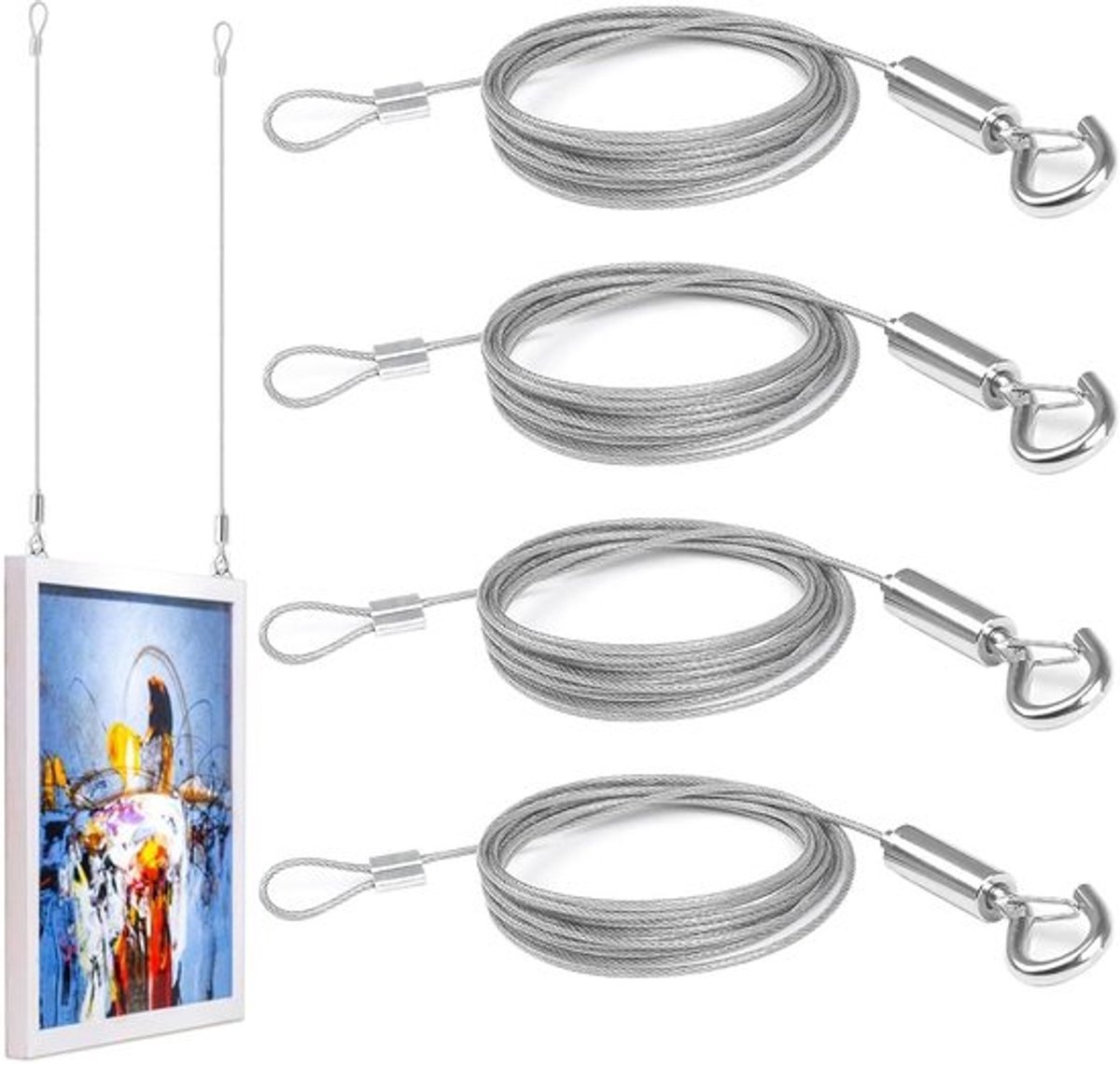 MTTProducts - Draad met Haken - Verstelbare Stalen Kabel - 2 m x 1.5 mm - Geschikt