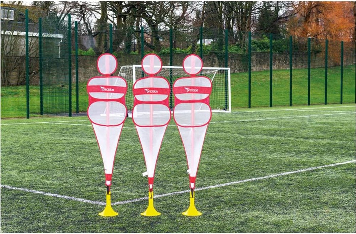 Voetbal Mannequin Set - Pop-up Trainingspoppen - Voetbal Training - Zonder Staal of Basis - Set van 3 - Rood/Wit