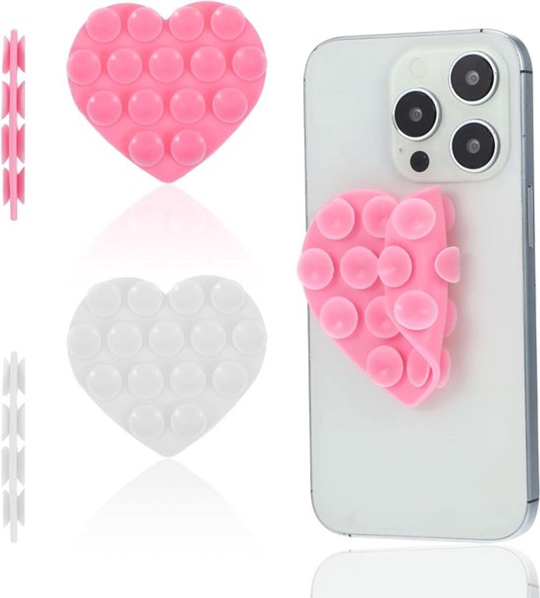 Hartvormige telefoonhoesjes met zuignap 2 stukken Allecto Plus
