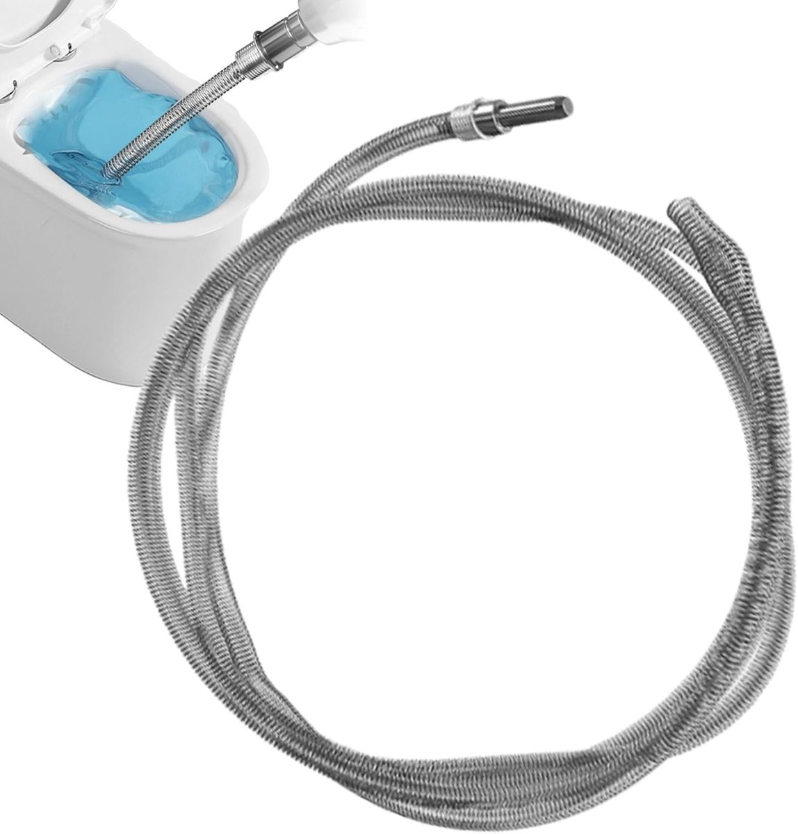Afvoerreiniger - Ontstopper Pijpen - Verstopping Verwijderen - Flexibele Veer - 4 meter - Zilver
