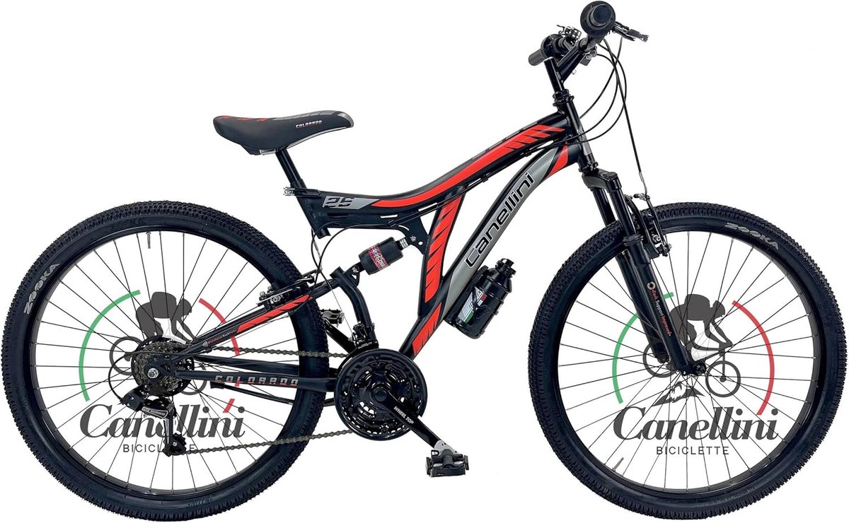 Kinderfiets MTB Mountainbike Kinder Buitenritten Full suspension 26 inch Zwart Rood