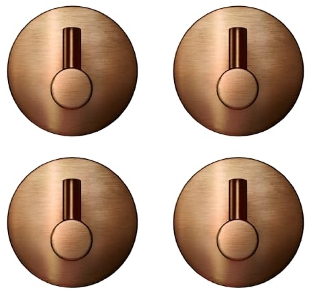 Handdoekhaakjes Zelfklevend - 4 stuks RVS Handdoekhouders - Sterke Plakstrip - Zelfklevende Haakjes - Wandhaak - Geborsteld Koper