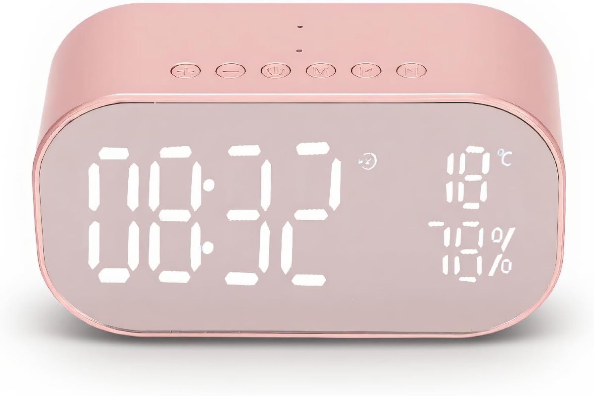 Wekkerradio met Bluetooth-Luidspreker - Rosé Goud - Digitale FM-radio - Ruisonderdrukking - Voor Desktopgebruik in Slaapkamer