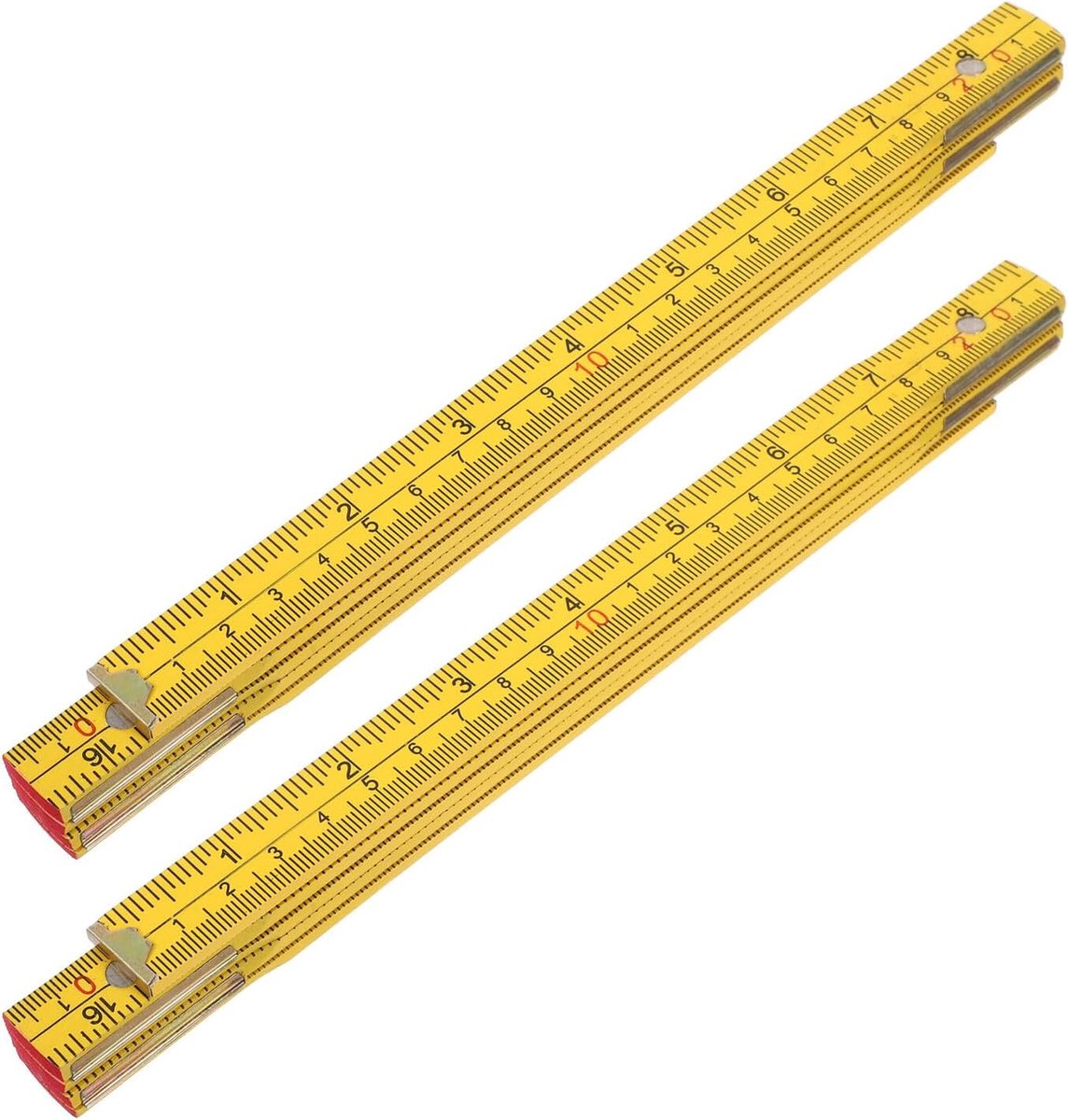 Houten Vouwliniaal - Dubbele Schaal Meetlat - Precisie Meten - Draagbaar en Praktisch - 100 cm - Geel