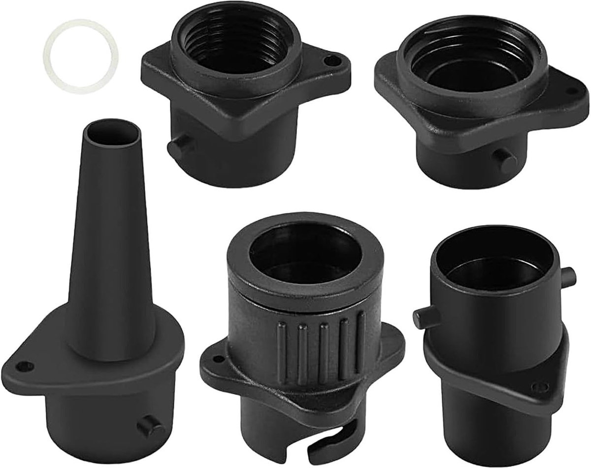 Opblaasbare Boot Adapter - Pomp Mondstuk - Watersport Accessoires - Universele 4-in-1 - 15 x 12 x 3 cm - Zwart