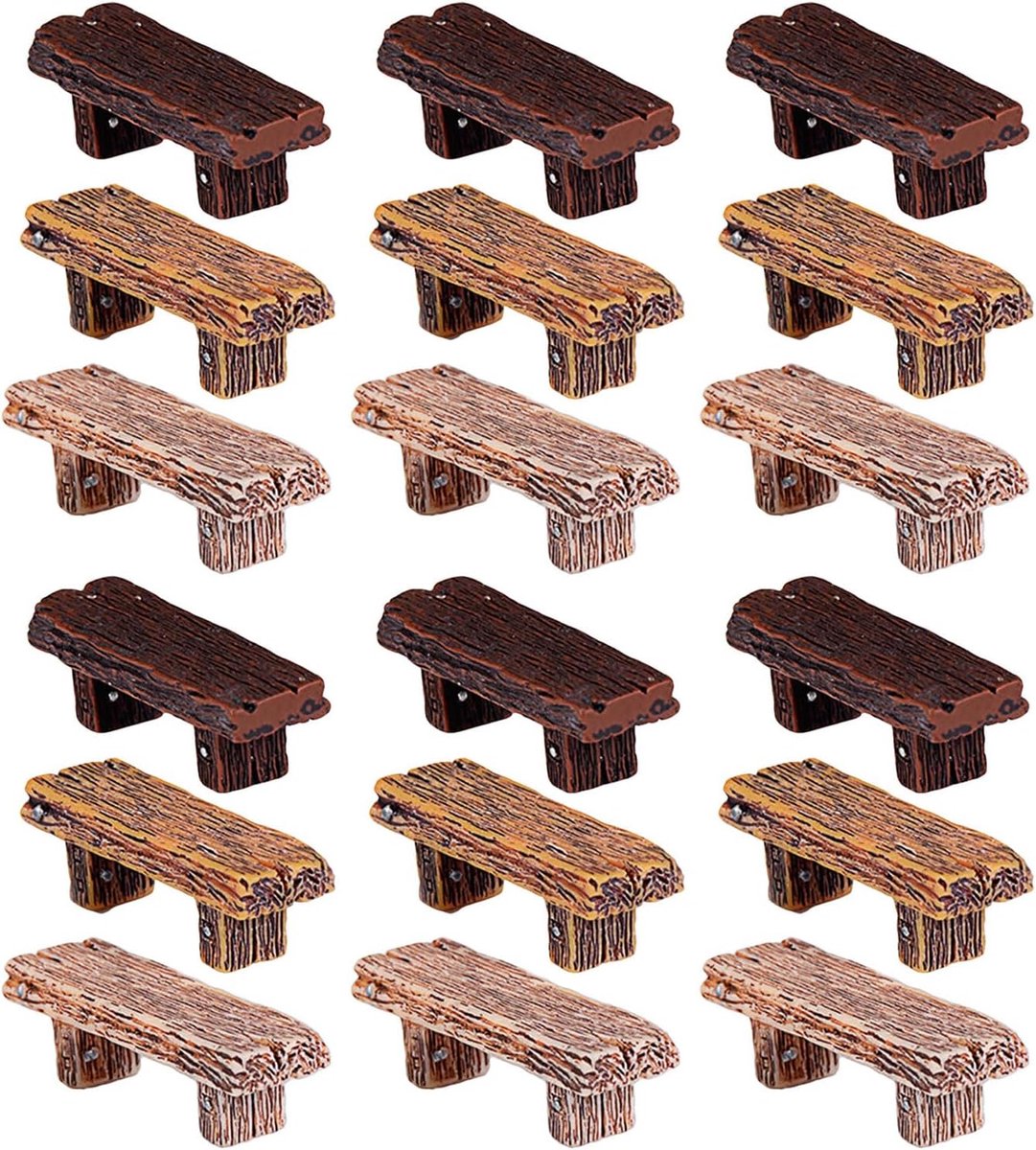 Miniatuur Tuinbankjes - Poppenhuis Meubels - Knutselprojecten Decoratie - Realistische Details - 18 Stuks - Diverse Kleuren