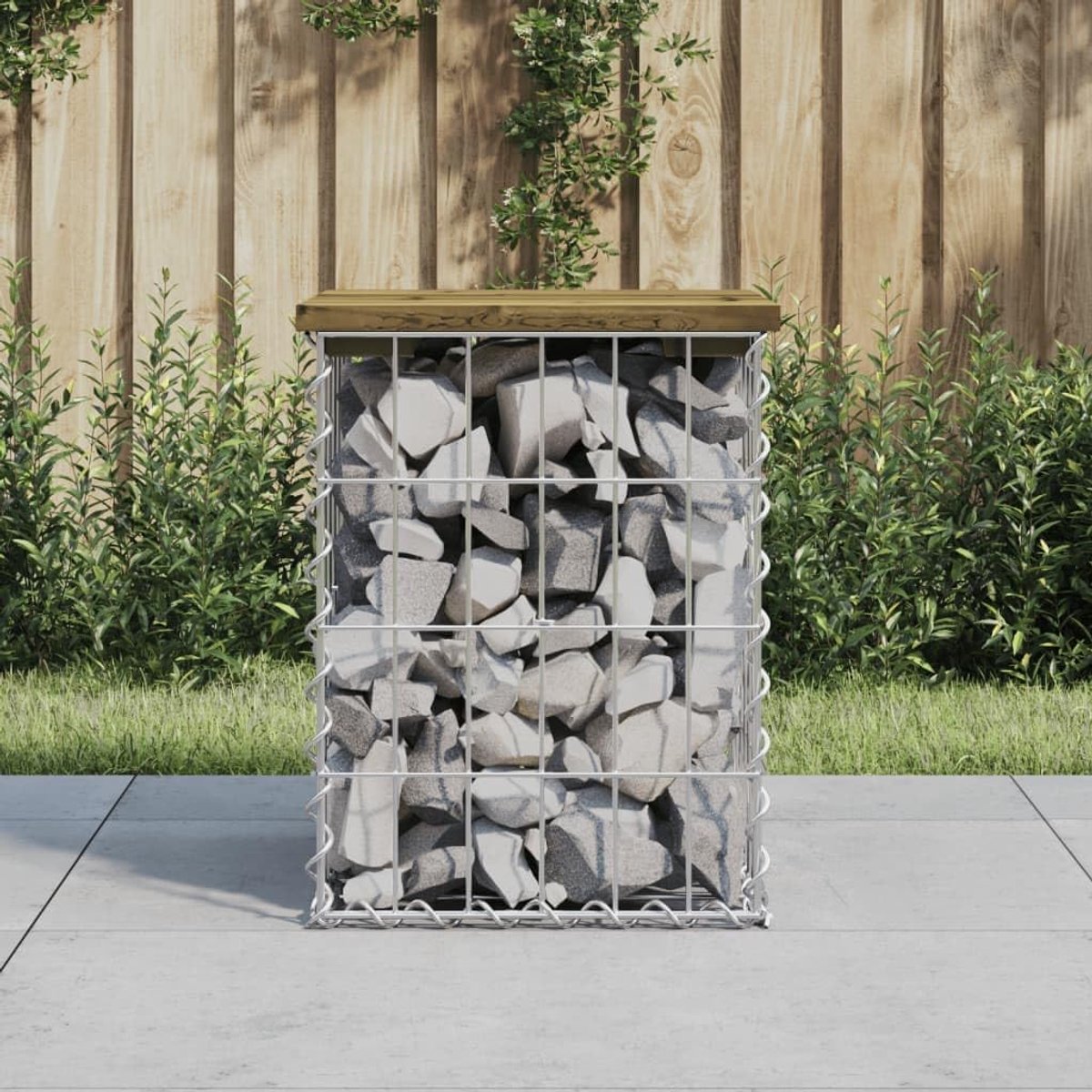 Tuinbank Grenenhout - Buiten Zitten - Terras Decoratie - Schanskorf Sokkel - 33 x 42 cm - Donkerbruin