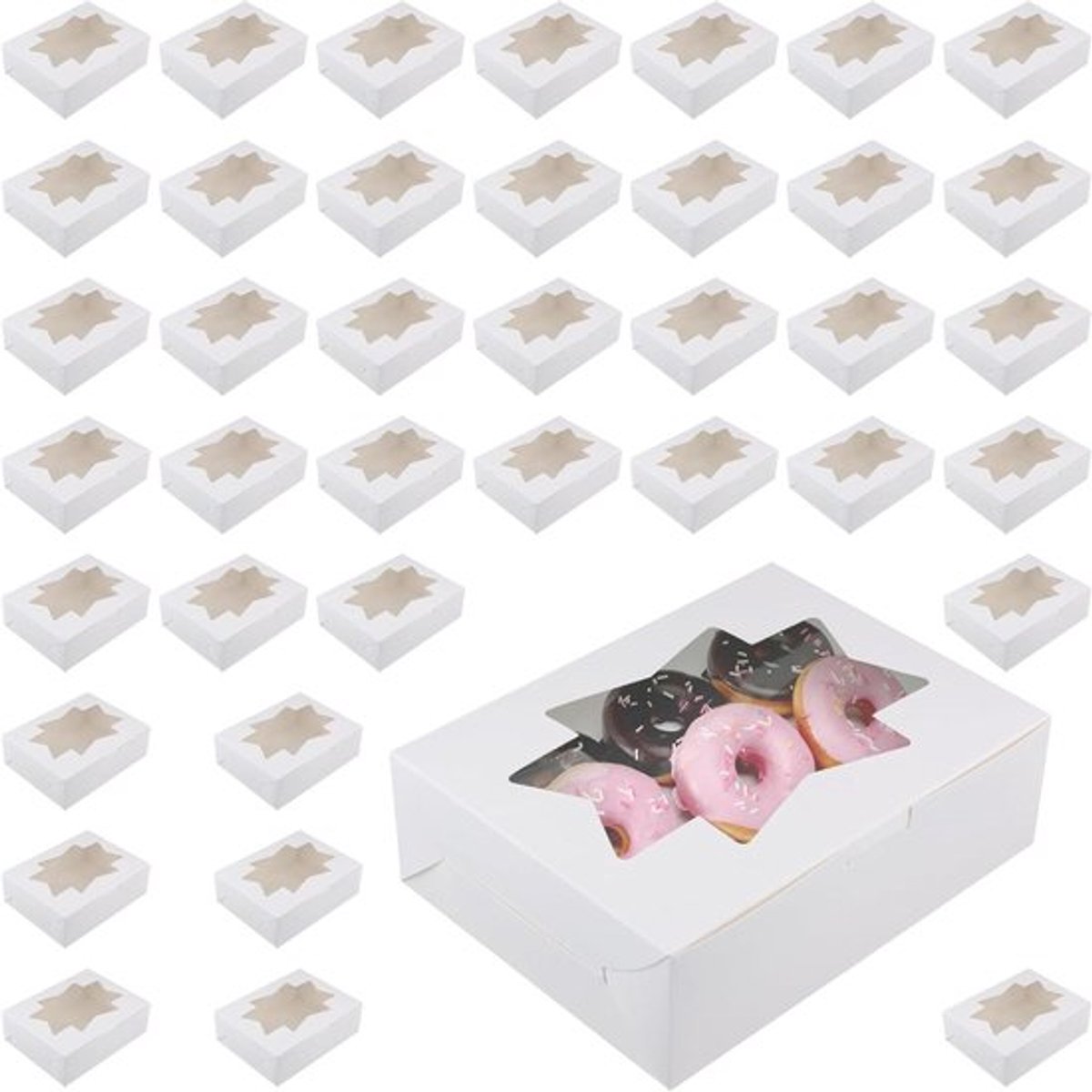 Witte koekendozen met doorzichtig venster - 40 stukken Inovra Plus
