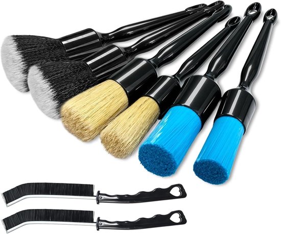 Autoreinigingsborstels Set - Detailing Borstels - Auto Interieur Reinigen - 8 Delige Set - Verschillende Maten - Productset A