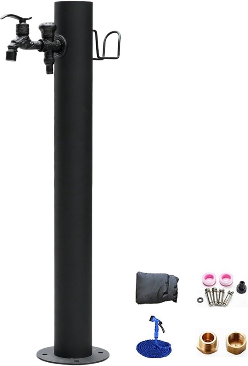 Verticale Waterzuil - Buiten Kraan - Tuin Beregening - Dubbele Uitloop - 50cm Hoog - Metaal