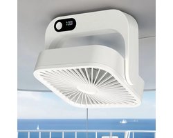 LISM - 2000mAh draagbare ventilator op accu, 5 snelheden, kan magnetisch aan de bovenkant van het compartiment en aan de muur worden bevestigd.