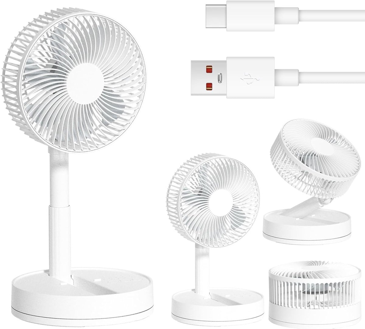 LISM - is een opvouwbare, draagbare bureauventilator met een 3600mAh-batterij, oplaadbaar via USB, ultrastil met vibratie, 4 snelheden en verstelbare hoogte en kophoek. Geschikt voor gebruik in slaapkamers, kantoren en buitenshuis.
