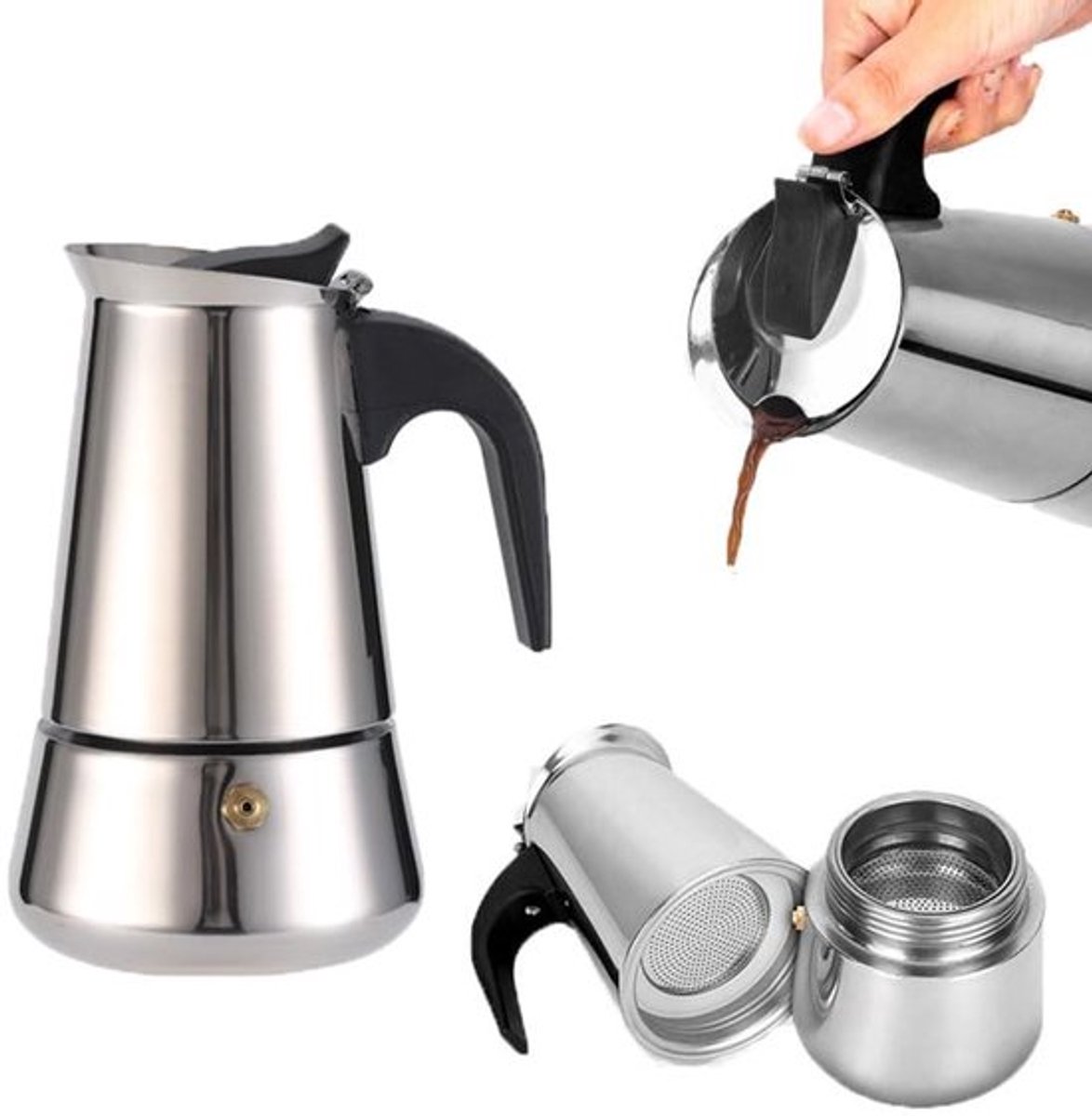 Dailygoody - Kookplaat Koffiezetapparaat - Handige Percolator - Roestvrij staal 201