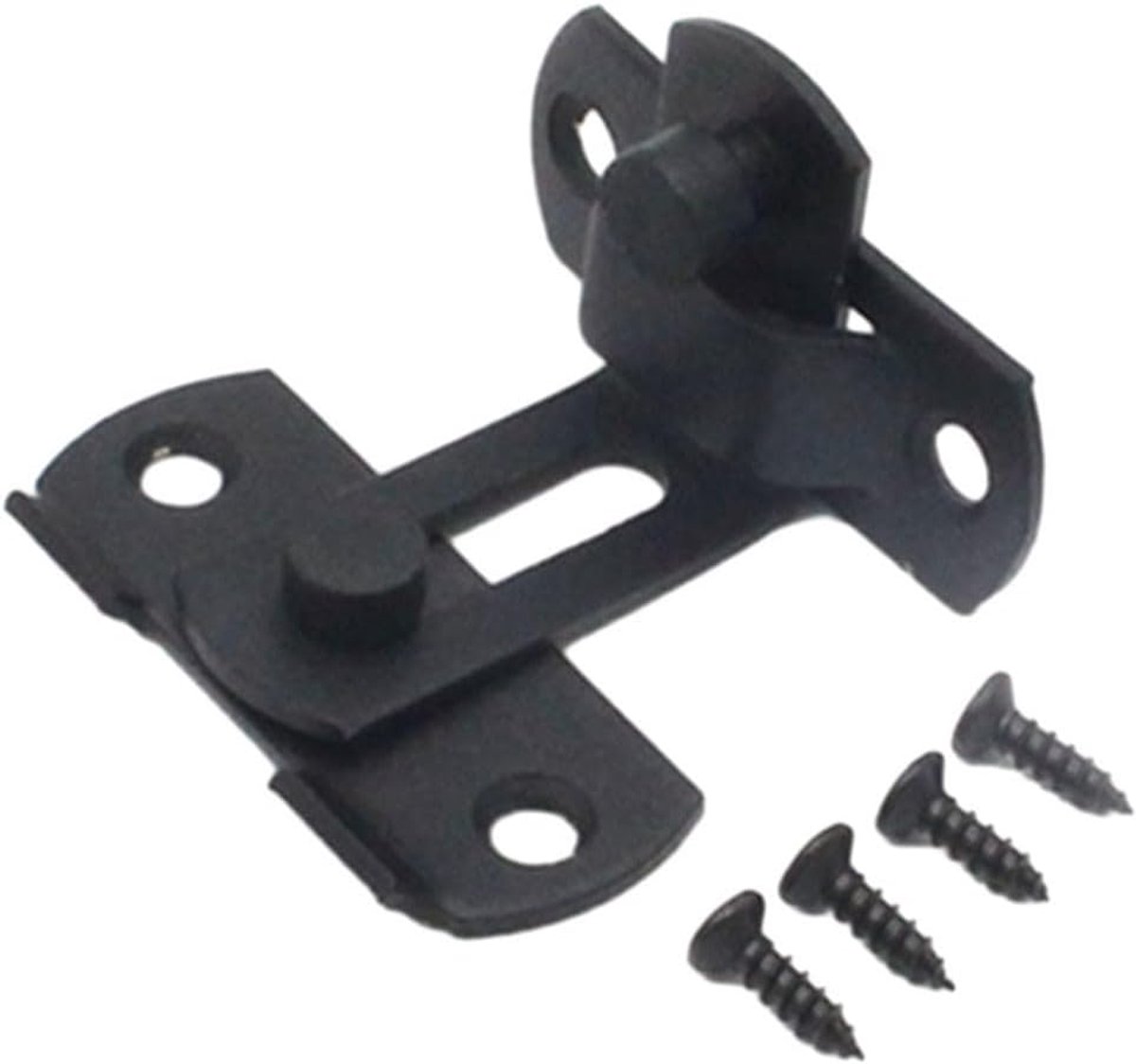 Haakse Deurvergrendeling - Stalen Sluiting - Staldeuren Beveiligen - Verstelbare Stop - 7 x 3 cm - Zwart