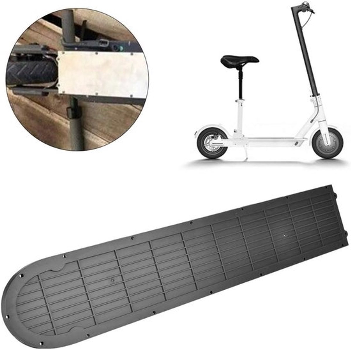 Aladdien - Batterijklep voor Elektrische Scooter - Antislip Beschermplaat - Zwart