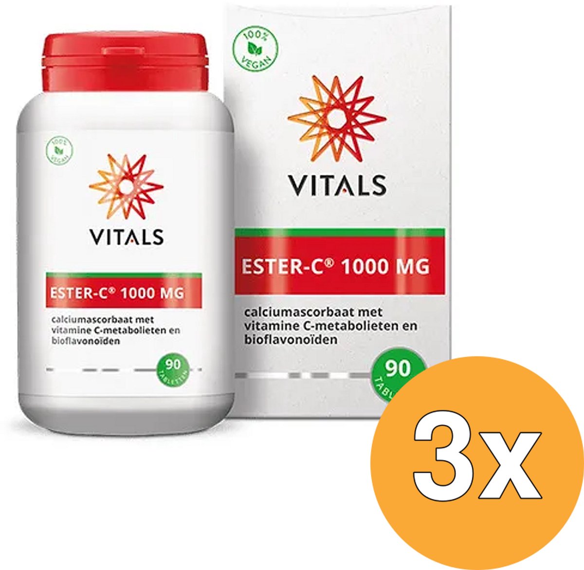 3x Vitals Ester C 1000 mg (90 tabletten)