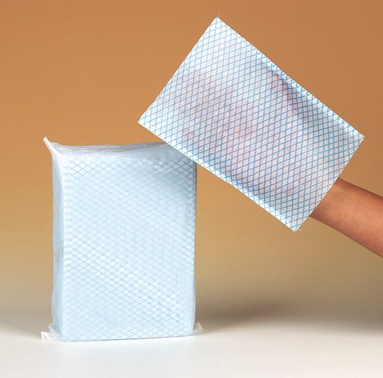 Gant de toilette jetable, lot de 100 pièces bleu / blanc