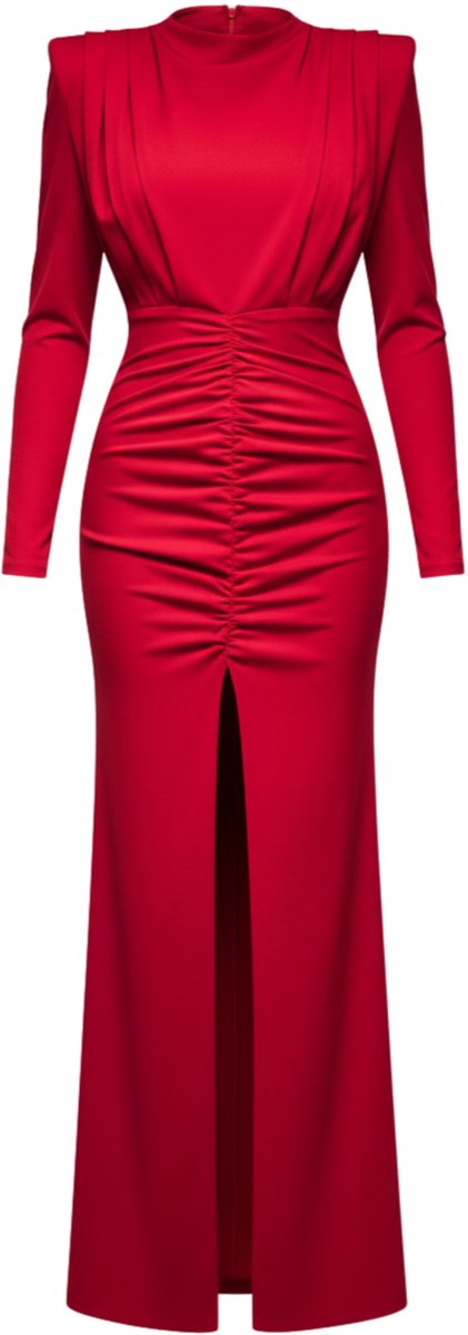 LARICA Jurk - polyester - lange mouw - rits Rood XL