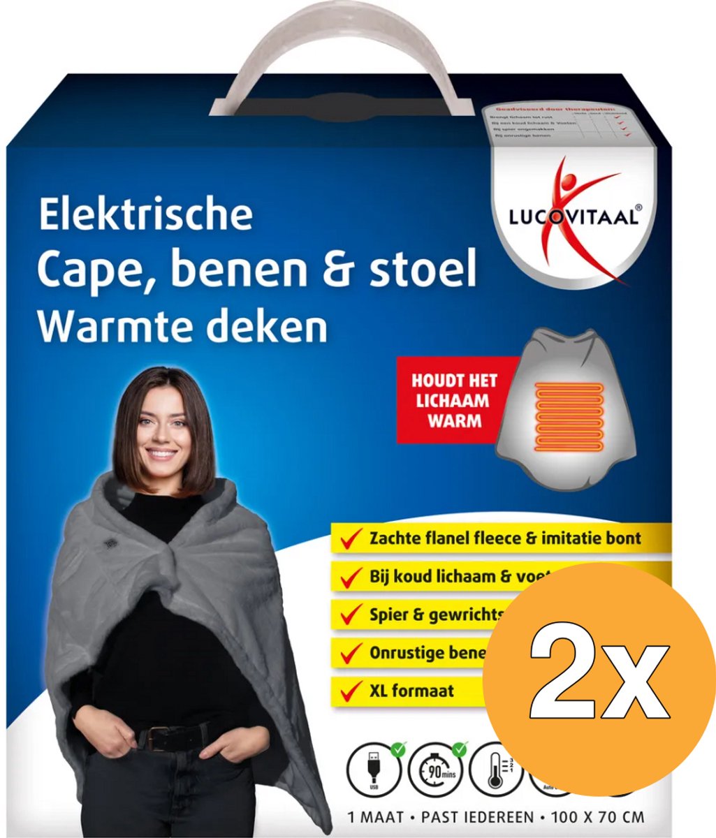 2x Lucovitaal Elektrische Cape, Benen & Stoel Warmte Deken (1 stuk)