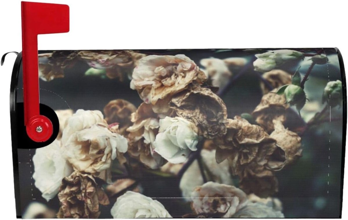 Brievenbushoes Bloemen - Briefpost Cover - Buiten Decoratie - Magnetische Bevestiging - Standaard Maat - Zwart