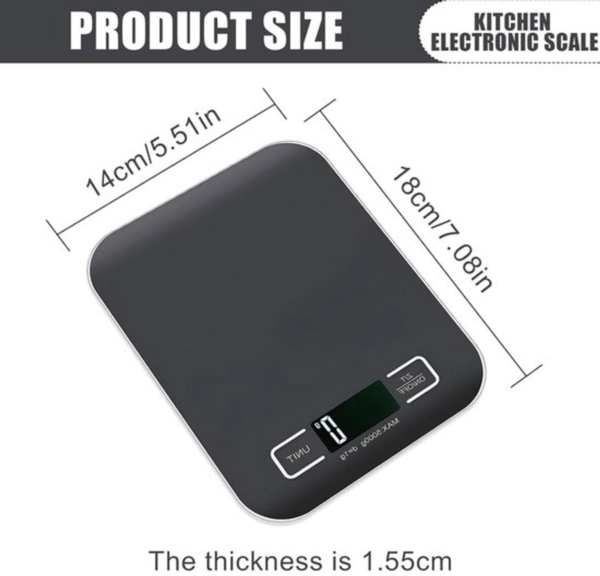 Digitale keukenweegschaal 10 kg/1 g, USB oplosbaar Allecto Plus