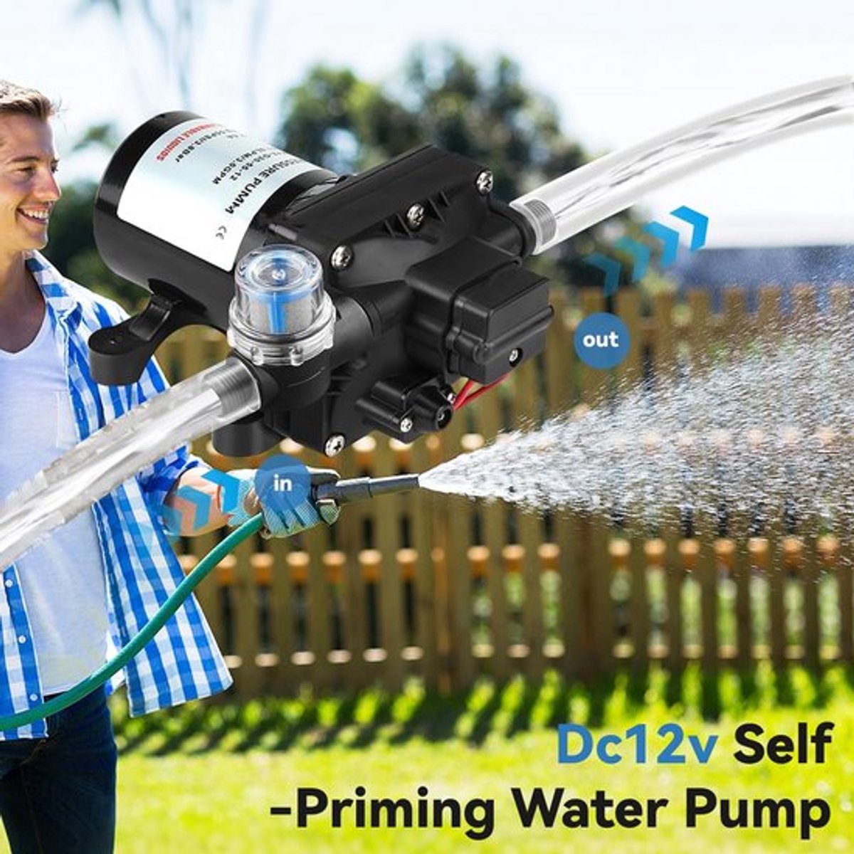 Store_8 Waterpomp 12V DC Zelfaanzuigend Zwart 55 Hoogwaardig PVC Geschikt voor