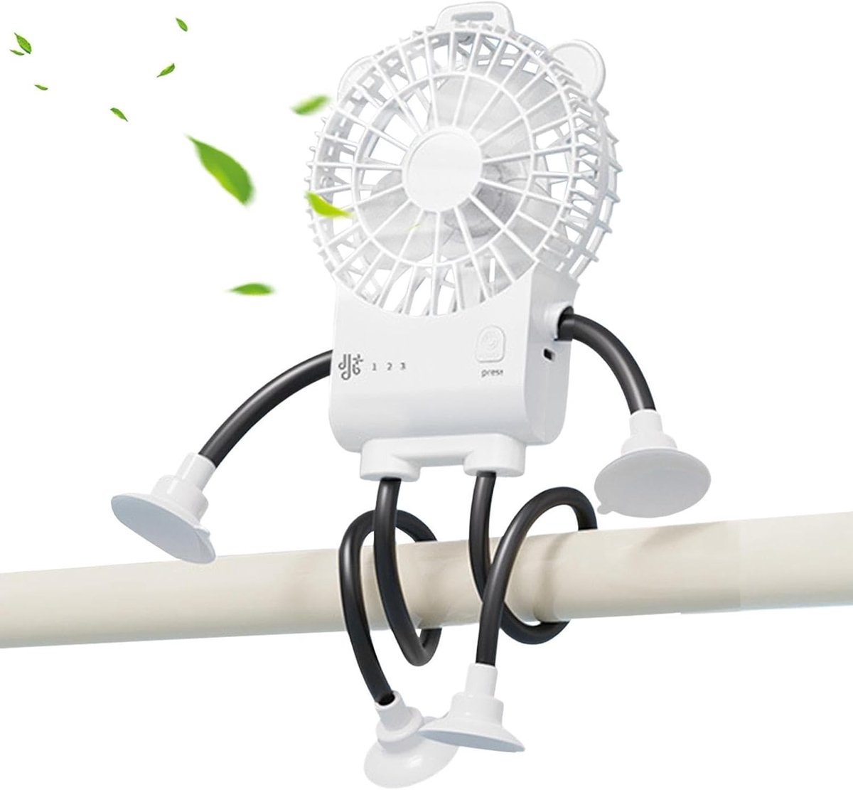 Tafelventilator Robotvorm - Persoonlijke ventilator - Bureau verkoeling - Stabiele zuignap - 5 x 16.7 x 5 cm - Wit