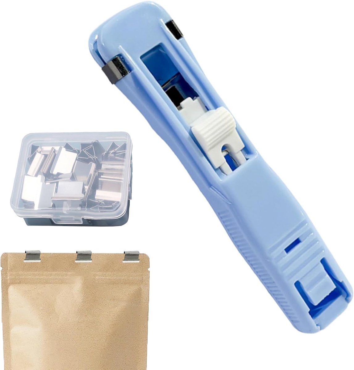 Nietmachine clip - Papier sluiting - Documenten binden - Nietvrije sluiting - 45 vellen capaciteit - Blauw