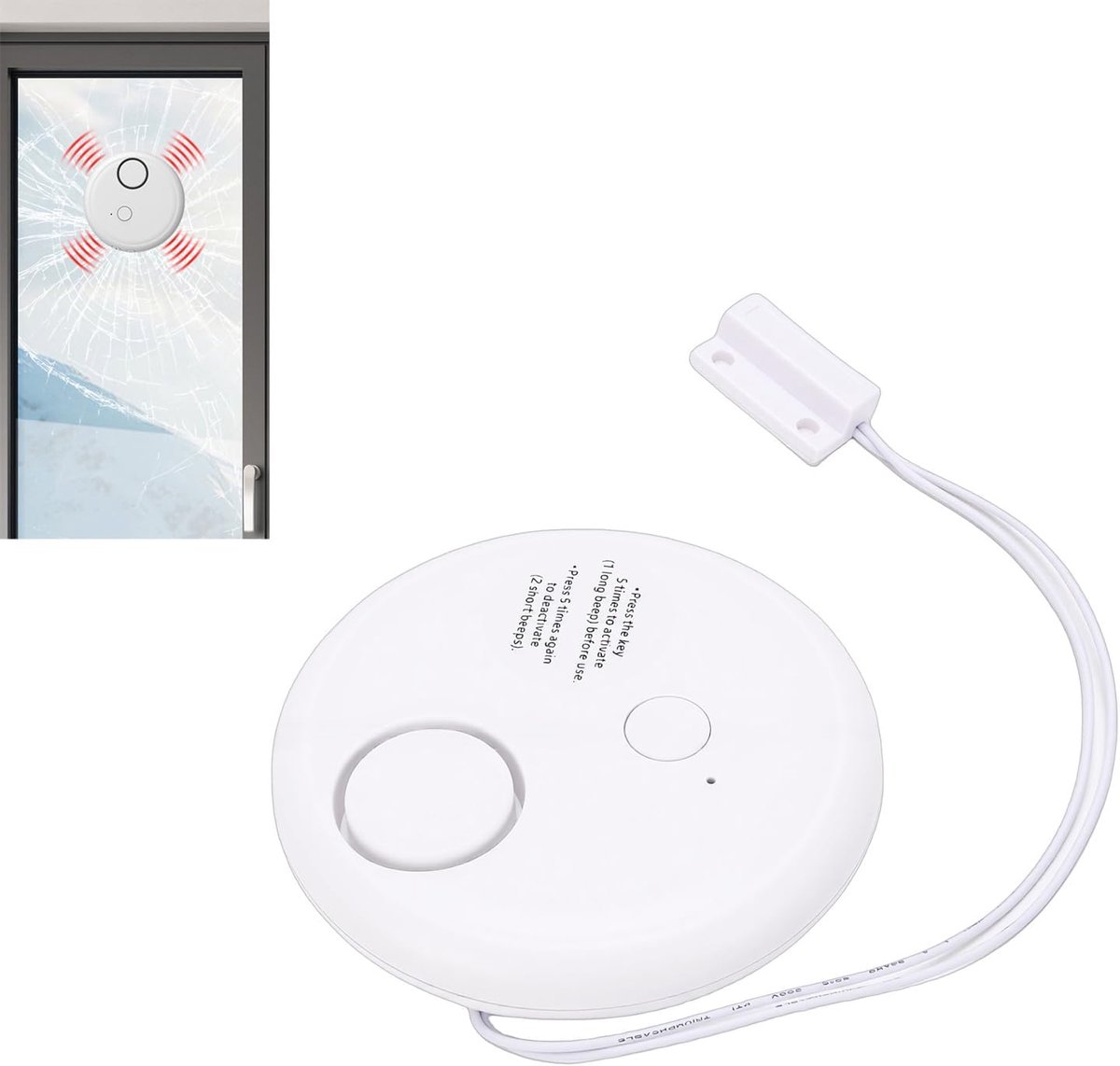 Raamalarm Systeem - Inbraakalarm Deur - Huis Beveiliging - 120 DB Luide Sirene - 9.5 x 9 x 2 cm