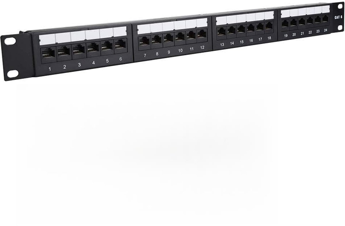 Patchpaneel Netwerk - Datapoort Hub - Bekabeling Organiseren - 24 Poorten Gigabit - 484 cm - Zilver