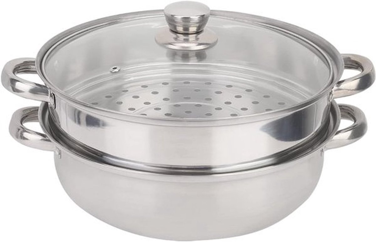 Kookgerei - Pan - Premium pot - Roestvrijstalen - Dubbele ketel - Stapelbare - Groenteforn
