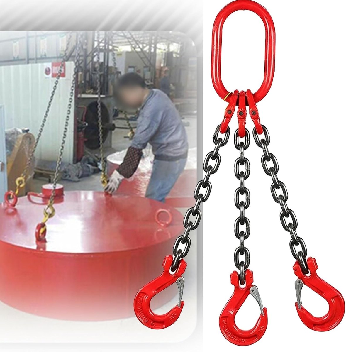 Hefketting met haken - Takelketting hijsketting - Industrieel tillen - Zwaar draagvermogen - 3 meter - Zwart