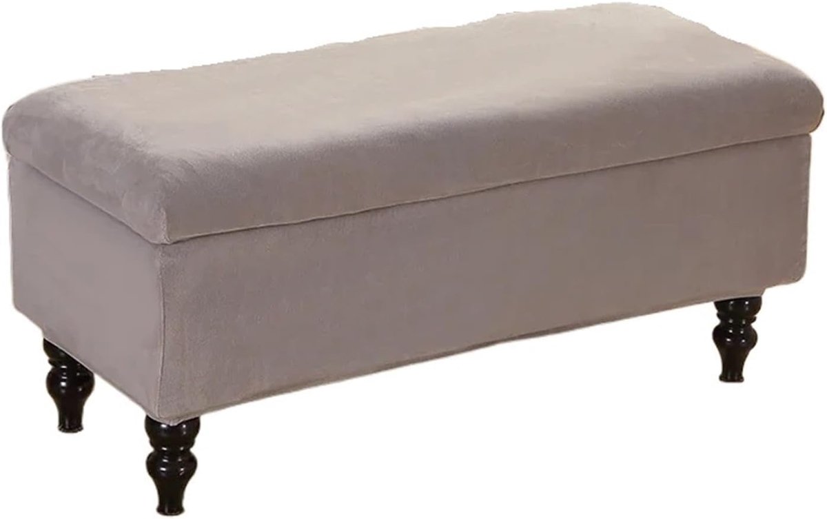 Ottomaanse hoezen - Voetenbank bescherming - Woonkamer decoratie - Elastisch fluweel - Maat M - Grijs